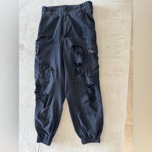 Black ripped jogger jeans